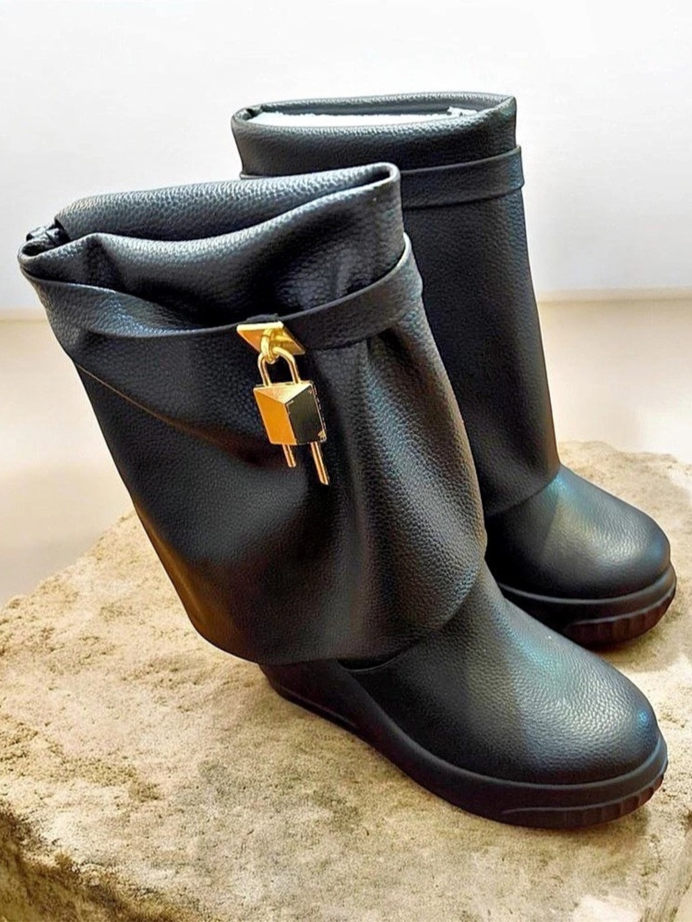 Overlay Wedge Boots